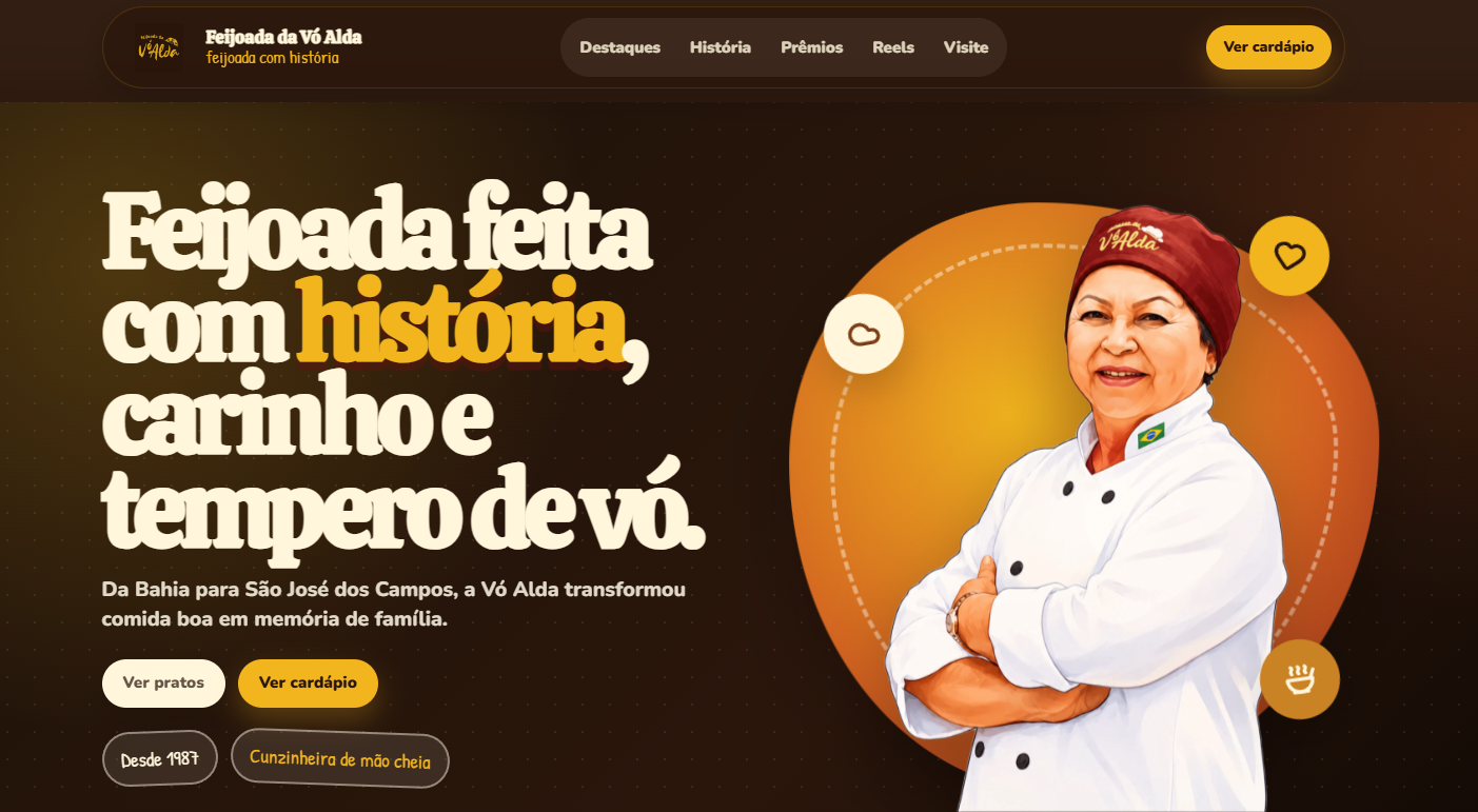 Site Feijoada da Vó Alda