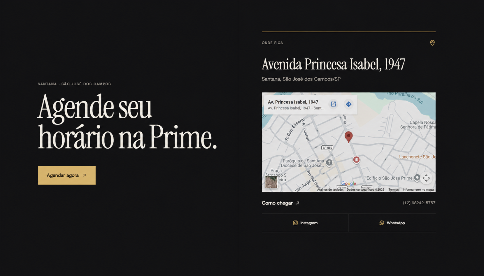 Agendamento e localização da Barbearia Prime